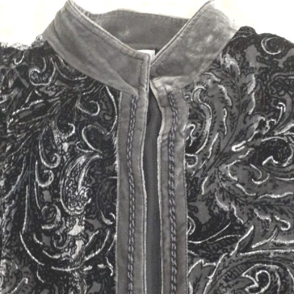 Chico's Black Furry Textured Open-Front Jacket - Picture 4 of 6